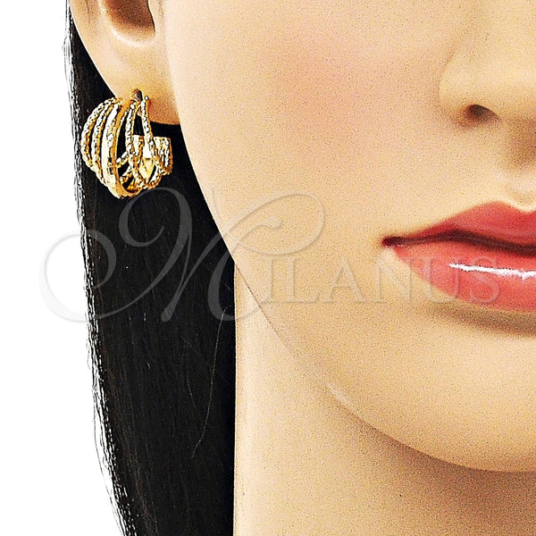 Argolla Pequeña 02.428.0019.20 Oro Laminado, Diseño de Torcido, Diamantado, Tono Dorado