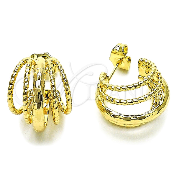 Argolla Pequeña 02.428.0019.20 Oro Laminado, Diseño de Torcido, Diamantado, Tono Dorado