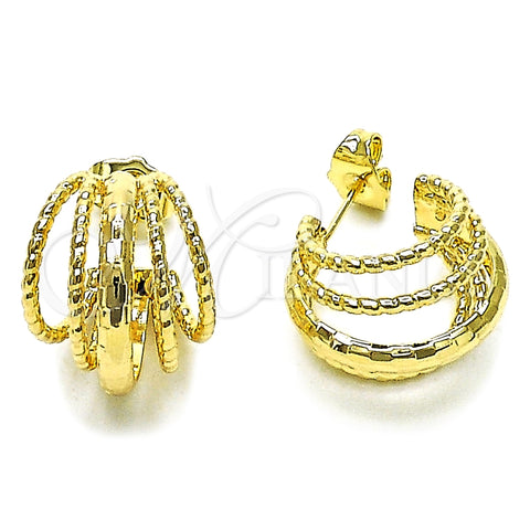 Argolla Pequeña 02.428.0019.20 Oro Laminado, Diseño de Torcido, Diamantado, Tono Dorado