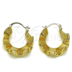 Argolla Mediana 02.428.0021.30 Oro Laminado, Diseño de Torcido, Diamantado, Tono Dorado
