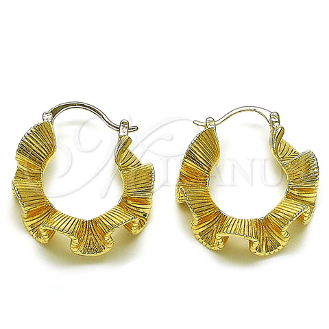 Argolla Mediana 02.428.0021.30 Oro Laminado, Diseño de Torcido, Diamantado, Tono Dorado