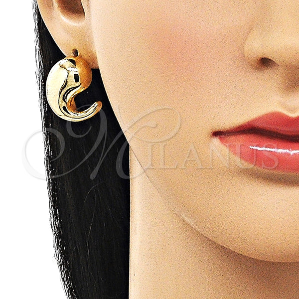 Arete Dormilona 02.163.0351 Oro Laminado, Diseño de Gota, Pulido, Tono Dorado