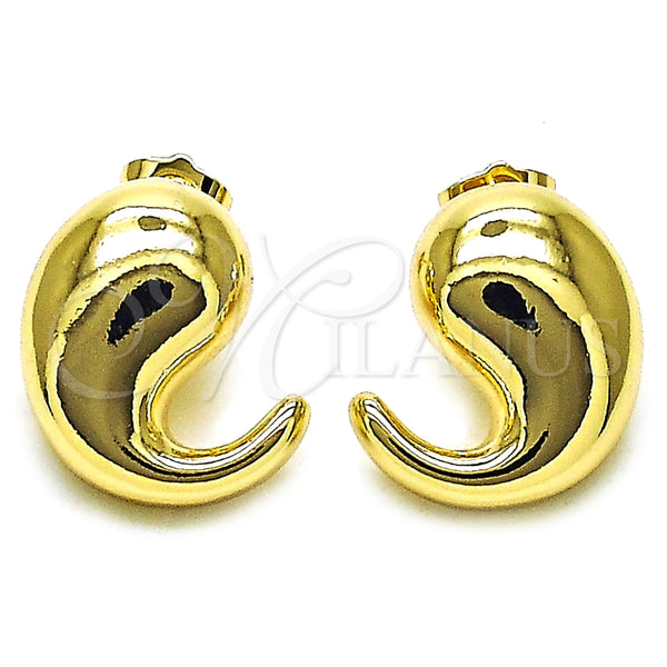 Arete Dormilona 02.163.0351 Oro Laminado, Diseño de Gota, Pulido, Tono Dorado