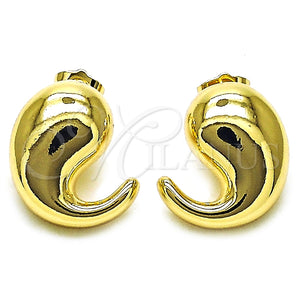 Arete Dormilona 02.163.0351 Oro Laminado, Diseño de Gota, Pulido, Tono Dorado