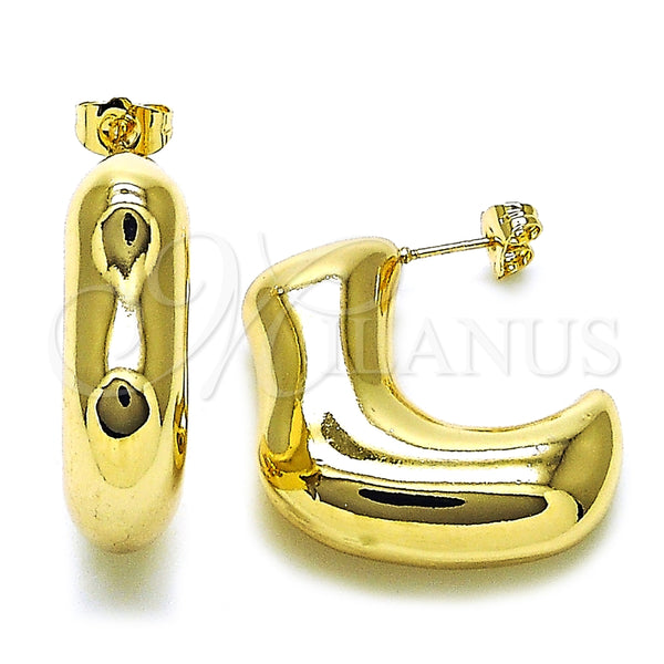 Arete Dormilona 02.163.0352 Oro Laminado, Diseño de Hueco, Pulido, Tono Dorado