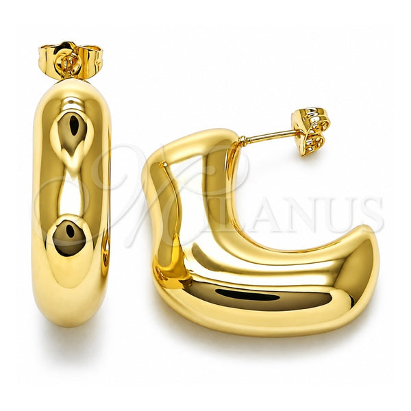 Arete Dormilona 02.163.0352 Oro Laminado, Diseño de Hueco, Pulido, Tono Dorado