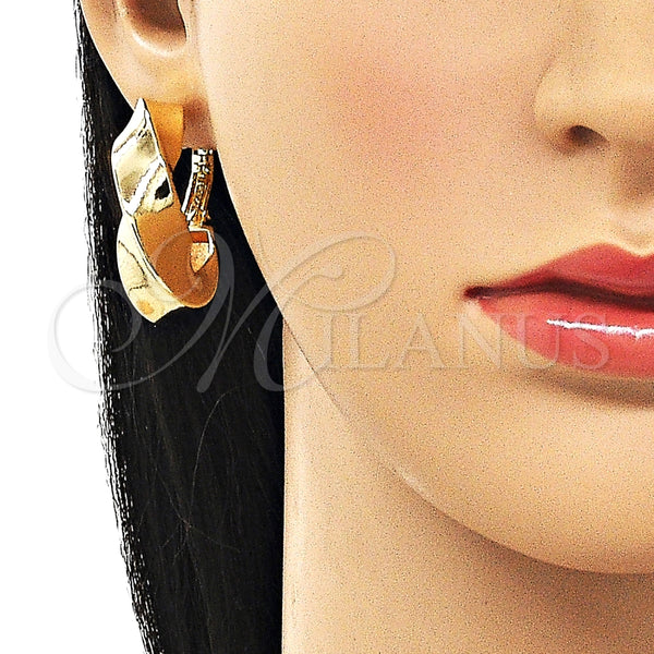 Argolla Mediana 02.163.0356.35 Oro Laminado, Diseño de Torcido, Pulido, Tono Dorado