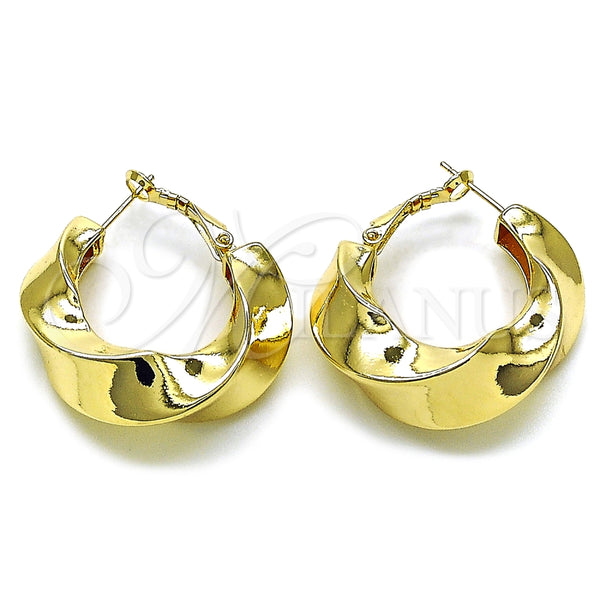 Argolla Mediana 02.163.0356.35 Oro Laminado, Diseño de Torcido, Pulido, Tono Dorado