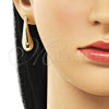 Arete Dormilona 02.163.0357 Oro Laminado, Diseño de Gota y Hueco, Pulido, Tono Dorado