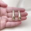Arete Dormilona 02.163.0357 Oro Laminado, Diseño de Gota y Hueco, Pulido, Tono Dorado