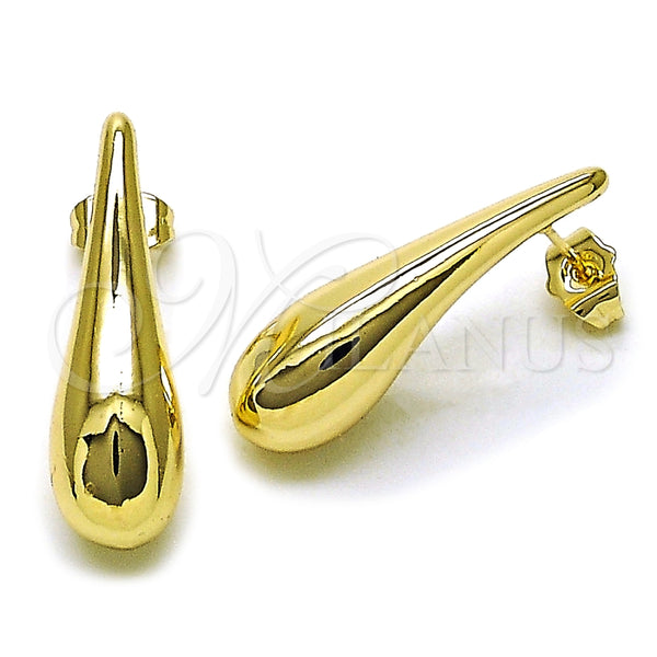 Arete Dormilona 02.163.0357 Oro Laminado, Diseño de Gota y Hueco, Pulido, Tono Dorado