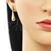 Arete Dormilona 02.163.0358 Oro Laminado, Diseño de Gota y Hueco, Pulido, Tono Dorado
