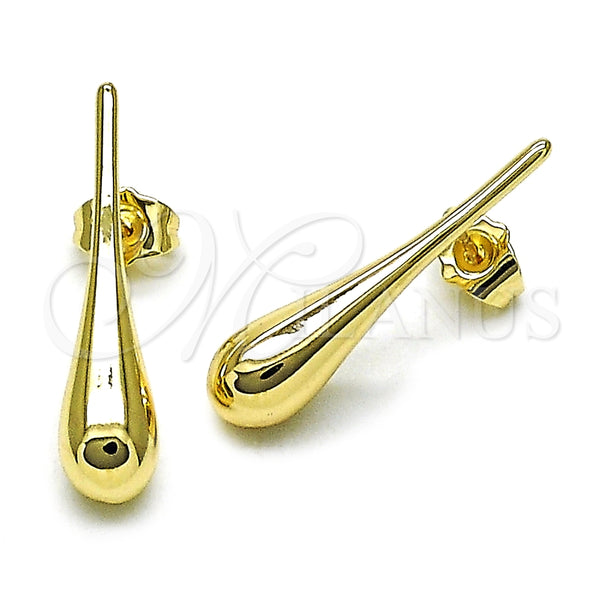 Arete Dormilona 02.163.0358 Oro Laminado, Diseño de Gota y Hueco, Pulido, Tono Dorado