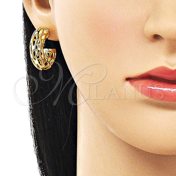 Argolla Pequeña 02.163.0359.25 Oro Laminado, Diseño de Hueco y File, Pulido, Tono Dorado