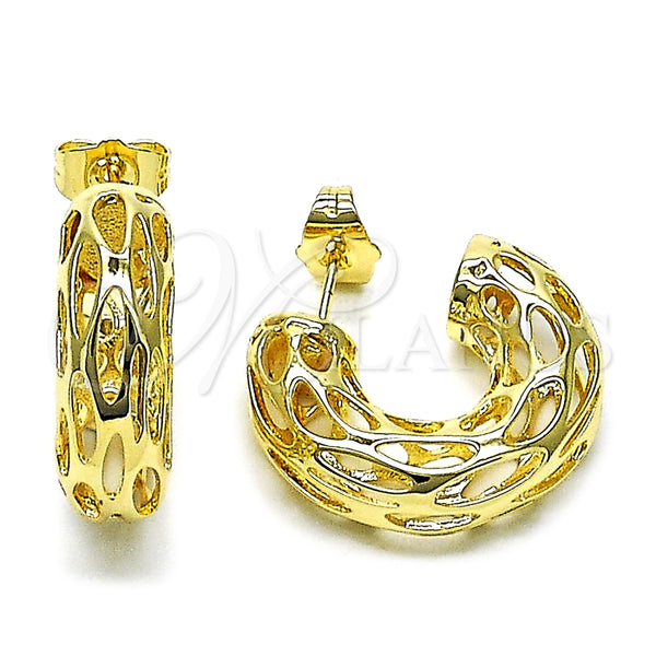 Argolla Pequeña 02.163.0359.25 Oro Laminado, Diseño de Hueco y File, Pulido, Tono Dorado
