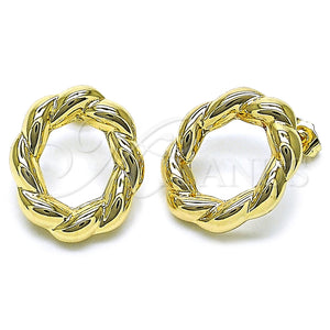 Arete Dormilona 02.163.0364 Oro Laminado, Diseño de Hueco y Torcido, Pulido, Tono Dorado