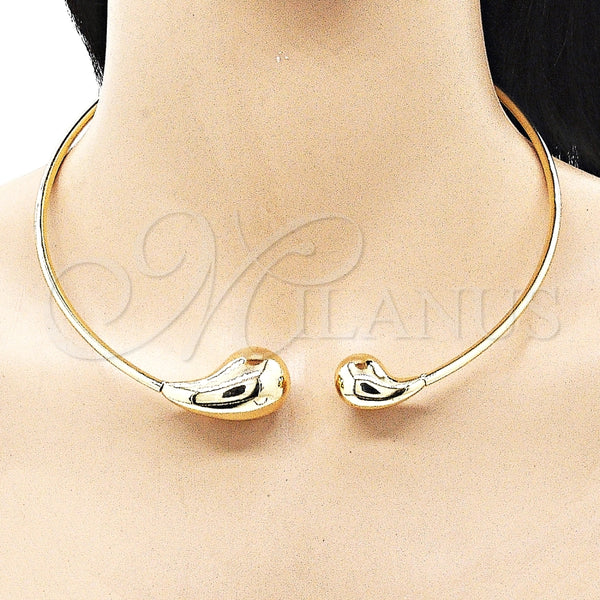 Gargantilla Elegante 04.163.0006.17 Oro Laminado, Diseño de Gota y Hueco, Pulido, Tono Dorado (03 MM Thickness, 17 Inches Length)