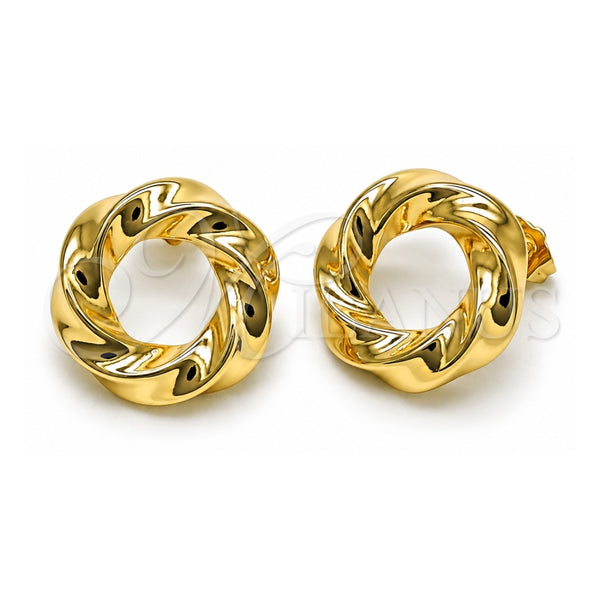 Arete Dormilona 02.163.0366 Oro Laminado, Diseño de Torcido, Pulido, Tono Dorado