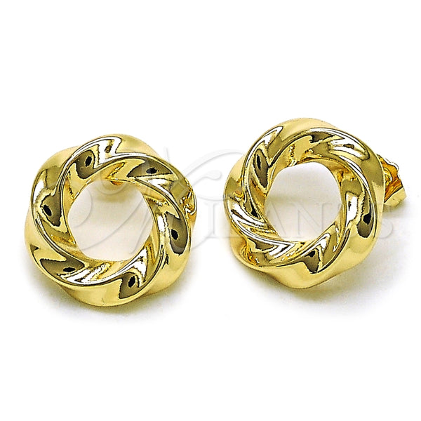 Arete Dormilona 02.163.0366 Oro Laminado, Diseño de Torcido, Pulido, Tono Dorado