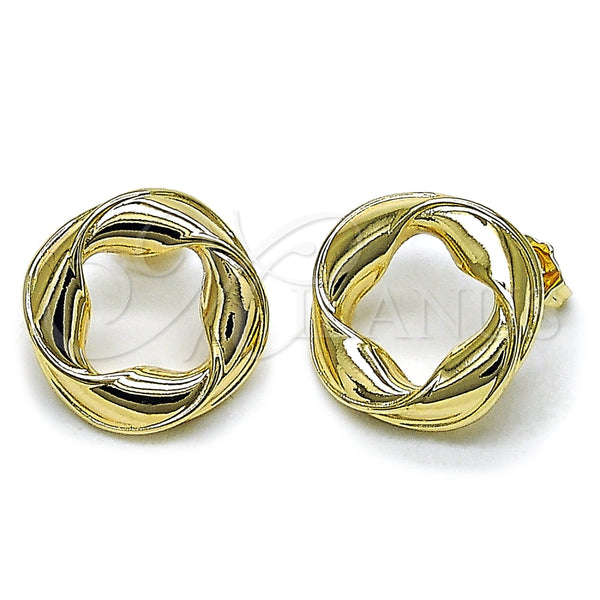 Arete Dormilona 02.163.0367 Oro Laminado, Diseño de Torcido y Trébol de Cuatro Hojas, Pulido, Tono Dorado