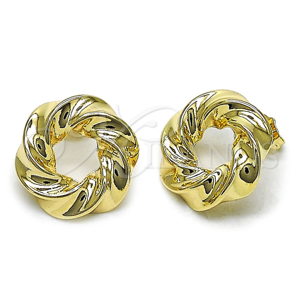 Arete Dormilona 02.163.0368 Oro Laminado, Diseño de Torcido, Pulido, Tono Dorado