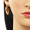 Arete Dormilona 02.163.0371 Oro Laminado, Diseño de Corazón y Hueco, Pulido, Tono Dorado