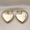 Arete Dormilona 02.163.0371 Oro Laminado, Diseño de Corazón y Hueco, Pulido, Tono Dorado