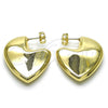 Arete Dormilona 02.163.0371 Oro Laminado, Diseño de Corazón y Hueco, Pulido, Tono Dorado