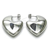 Arete Dormilona 02.163.0371.1 Rodio Laminado, Diseño de Corazón y Hueco, Pulido, Rodinado