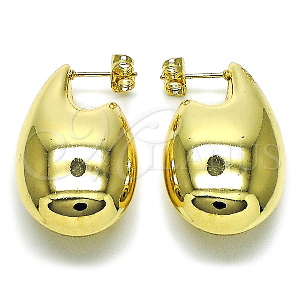 Arete Dormilona 02.163.0372 Oro Laminado, Diseño de Gota y Hueco, Pulido, Tono Dorado