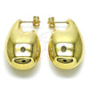 Arete Dormilona 02.163.0372 Oro Laminado, Diseño de Gota y Hueco, Pulido, Tono Dorado
