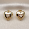 Arete Dormilona 02.163.0373 Oro Laminado, Diseño de Corazón, con Blanca Zirconia Cubica, Pulido, Tono Dorado