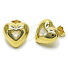 Arete Dormilona 02.163.0373 Oro Laminado, Diseño de Corazón, con Blanca Zirconia Cubica, Pulido, Tono Dorado