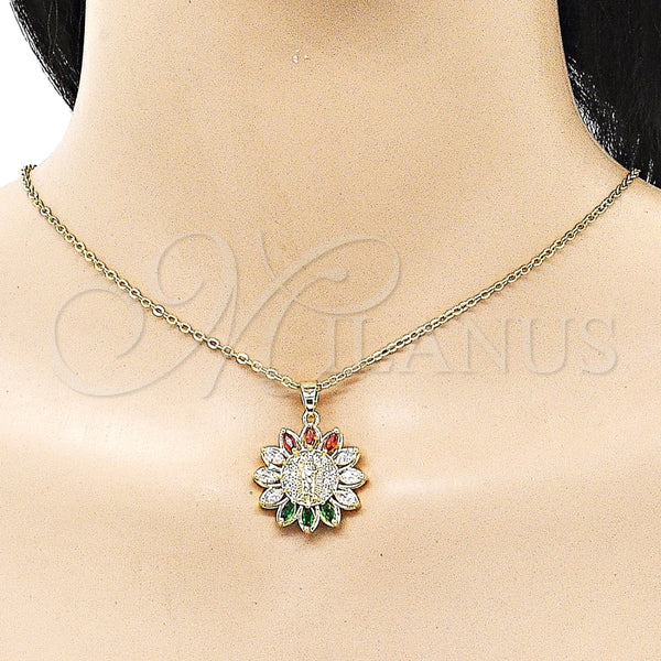Dije Religioso 05.210.0010.1 Oro Laminado, Diseño de San Judas, con Multicolor Zirconia Cubica and Blanca Micro Pave, Pulido, Tono Dorado