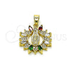 Dije Religioso 05.210.0010.1 Oro Laminado, Diseño de San Judas, con Multicolor Zirconia Cubica and Blanca Micro Pave, Pulido, Tono Dorado