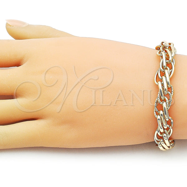 Pulsera Elegante 03.93.0021.08 Oro Laminado, Diamantado, Tono Dorado (14 MM Thickness, 8 Inches Length)
