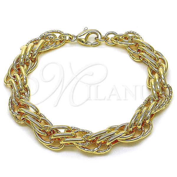 Pulsera Elegante 03.93.0021.08 Oro Laminado, Diamantado, Tono Dorado (14 MM Thickness, 8 Inches Length)