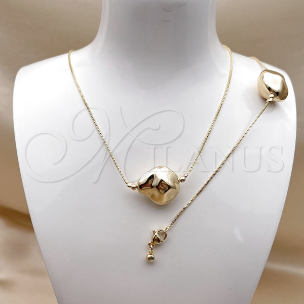 Collar y Pulsera 06.63.0283 Oro Laminado, Diseño de Box, Pulido, Tono Dorado