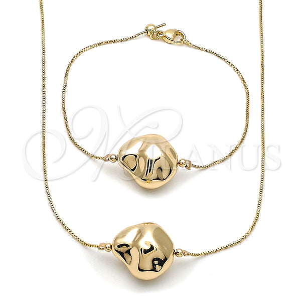 Collar y Pulsera 06.63.0283 Oro Laminado, Diseño de Box, Pulido, Tono Dorado