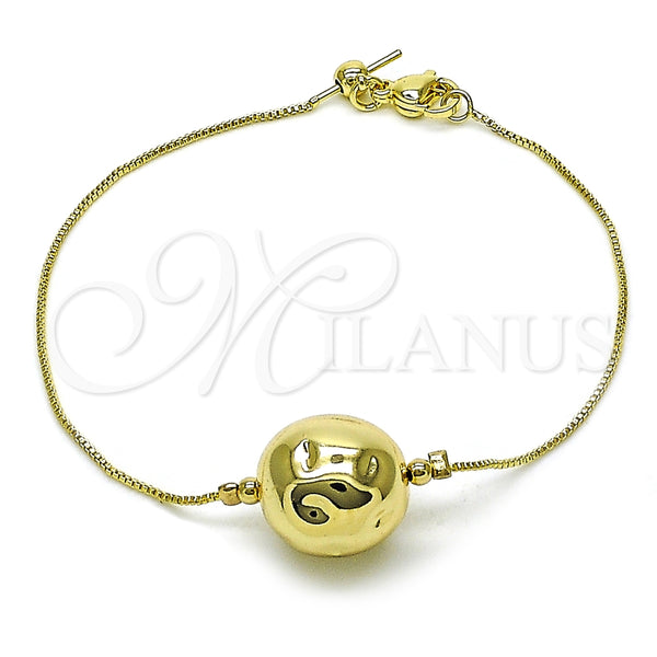 Pulsera Elegante 03.63.2286.08 Oro Laminado, Diseño de Box, Pulido, Tono Dorado (01 MM Thickness, 8 Inches Length)