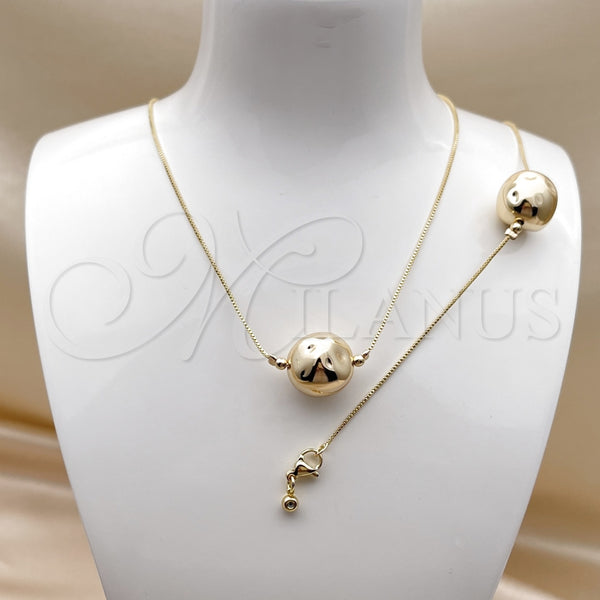 Collar y Pulsera 06.63.0284 Oro Laminado, Diseño de Box, Pulido, Tono Dorado
