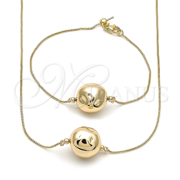 Collar y Pulsera 06.63.0284 Oro Laminado, Diseño de Box, Pulido, Tono Dorado