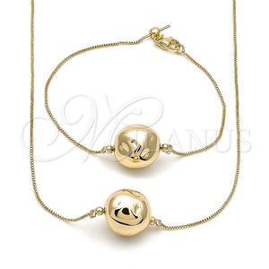 Collar y Pulsera 06.63.0284 Oro Laminado, Diseño de Box, Pulido, Tono Dorado