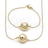 Collar y Pulsera 06.63.0284 Oro Laminado, Diseño de Box, Pulido, Tono Dorado