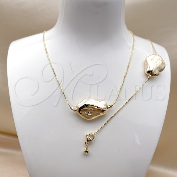Collar y Pulsera 06.63.0285 Oro Laminado, Diseño de Box, Pulido, Tono Dorado