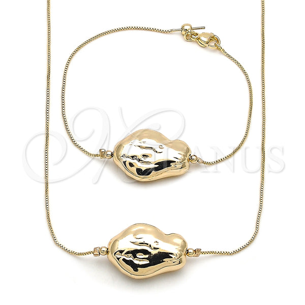Collar y Pulsera 06.63.0285 Oro Laminado, Diseño de Box, Pulido, Tono Dorado