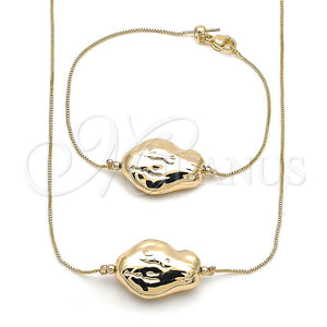 Collar y Pulsera 06.63.0285 Oro Laminado, Diseño de Box, Pulido, Tono Dorado
