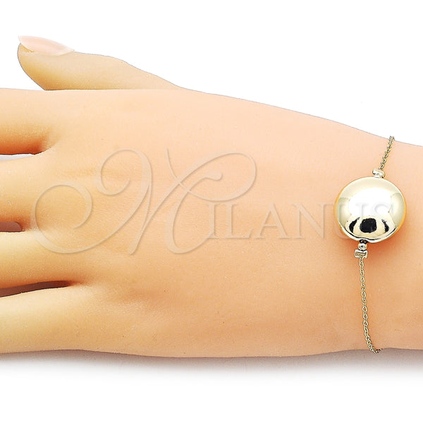 Pulsera Elegante 03.63.2288.08 Oro Laminado, Diseño de Bola y Hueco, Pulido, Tono Dorado (01 MM Thickness, 8 Inches Length)