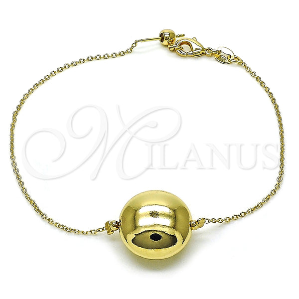 Pulsera Elegante 03.63.2288.08 Oro Laminado, Diseño de Bola y Hueco, Pulido, Tono Dorado (01 MM Thickness, 8 Inches Length)