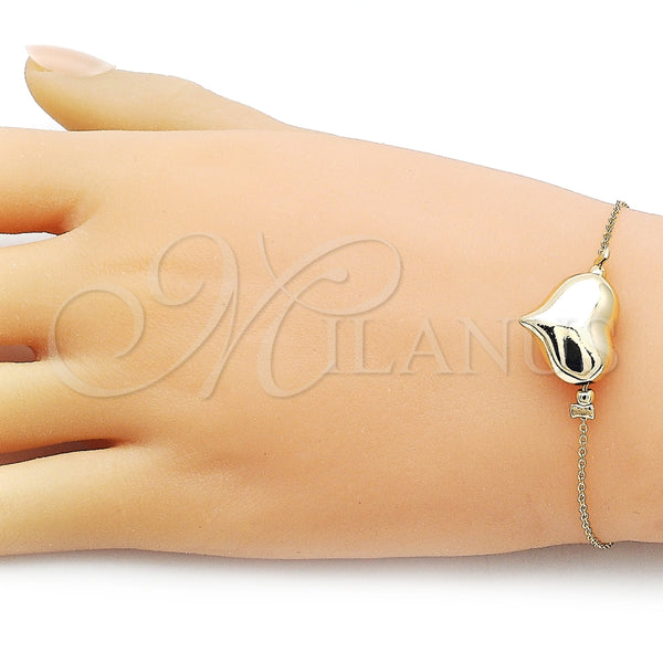 Pulsera Elegante 03.63.2289.08 Oro Laminado, Diseño de Corazón y Hueco, Pulido, Tono Dorado (01 MM Thickness, 8 Inches Length)